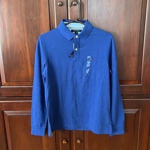 NWOT Tommy Hilfiger Mens Royal Blue Flex Slim Fit Long Sleeve Polo Shirt, Size M